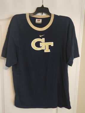 Nike Vintage Georgia Tech Navy & Gold GT Logo Ringer T-Shirt